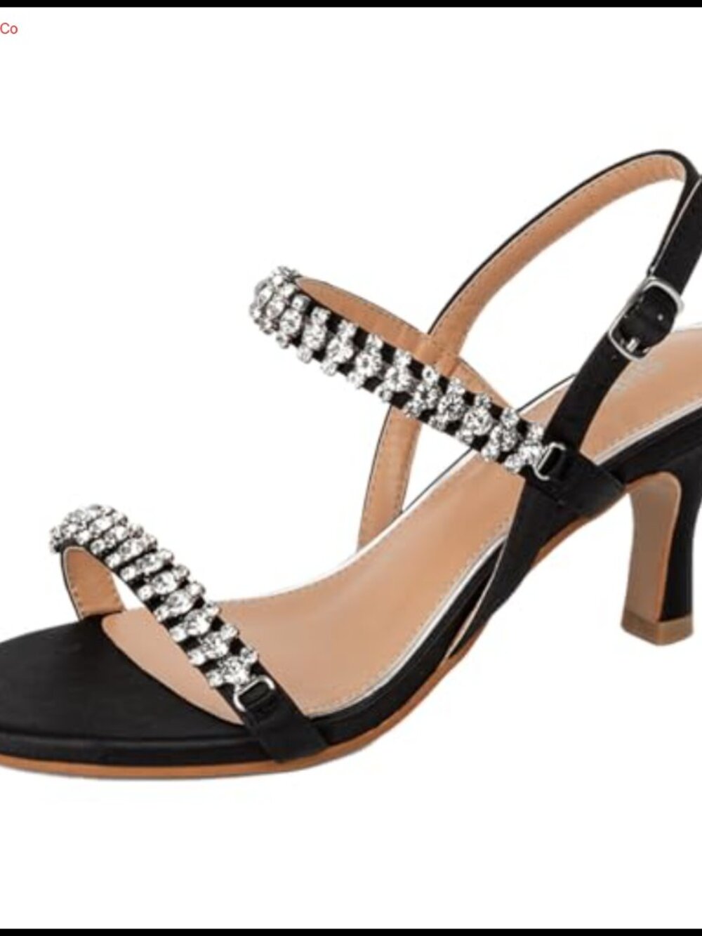 Womens Kitten Heel Sandals Rhinestone Open Toe Ankle Strap Dress Shoes